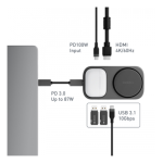 Зарядное устройство EnergEA WIDOCK PLUS, 7 IN 1  USB-C 3.1 DOCK WITH QI2 - темно серый (Gunmetal) — изображение 4