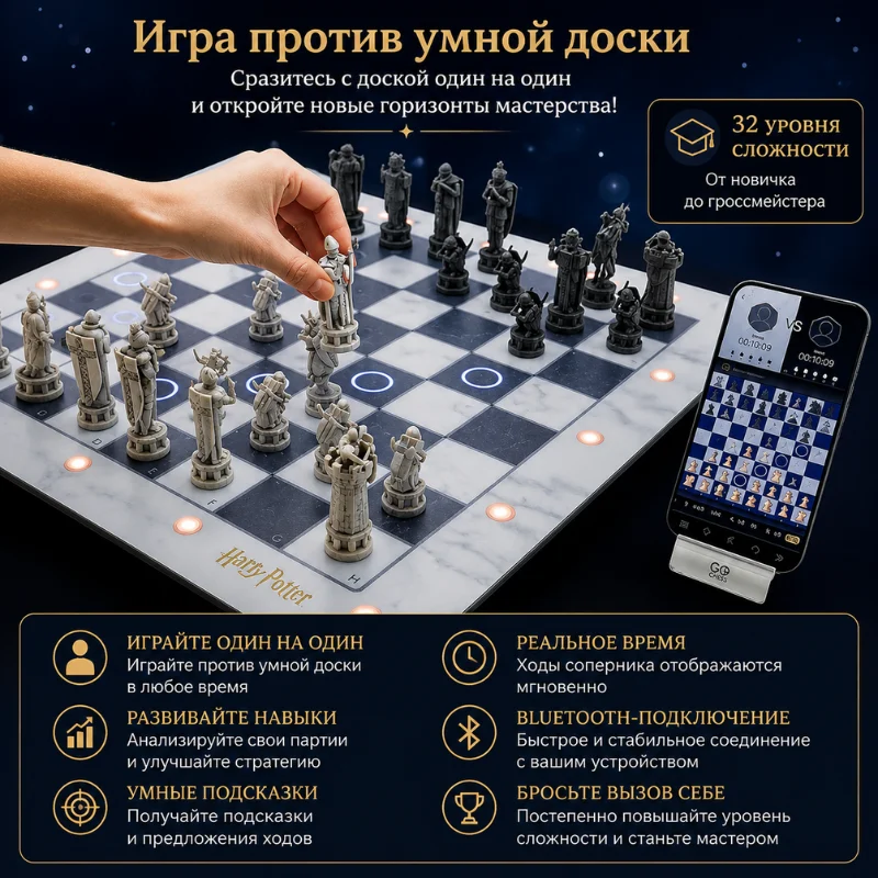 Шахматы GoChess Wizard Mini Harry Potter Electronic Chess Board Game